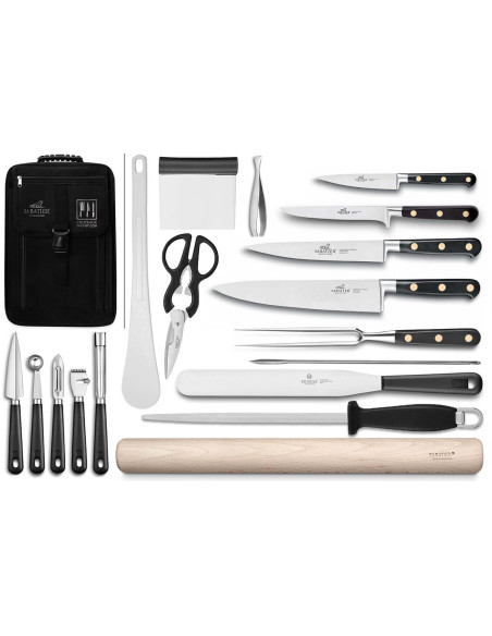 Borsa speciale Sabatier Chef 4 coltelli da cucina francesi + 14 utensili - Esclusiva