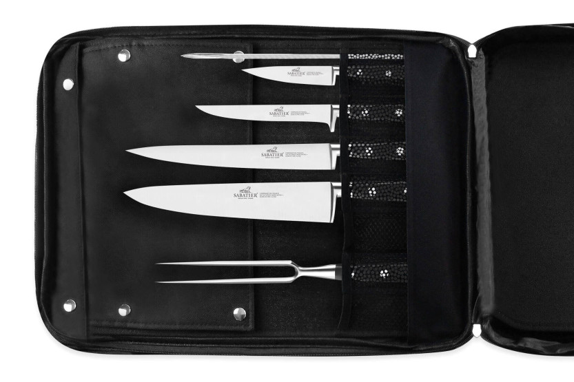 Bolsa de cocinero Sabatier Idéal Inox 4 cuchillos de cocina franceses + 14 utensilios - Exclusividad