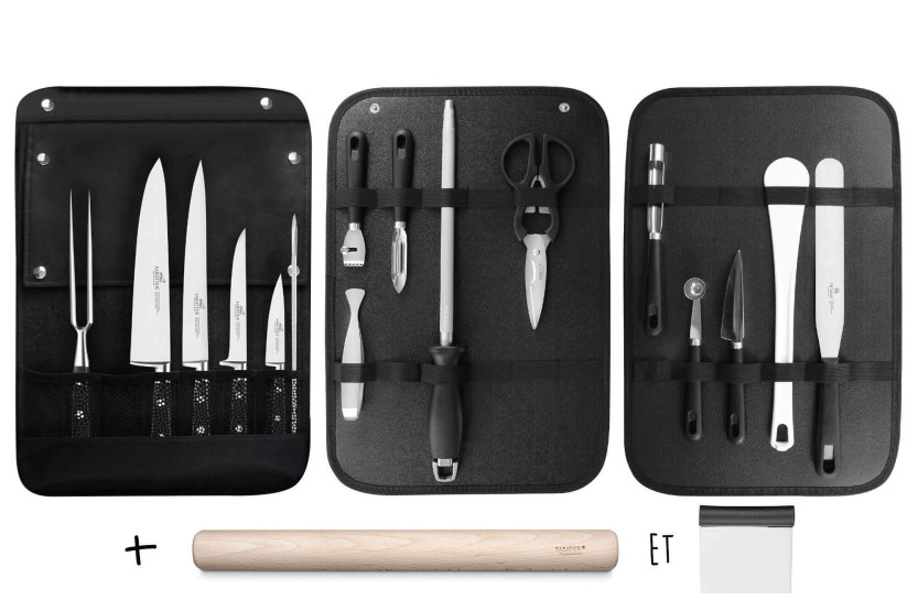 Bolsa de cocinero Sabatier Idéal Inox 4 cuchillos de cocina franceses + 14 utensilios - Exclusividad