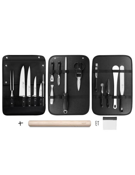 Bolsa de cocinero Sabatier Idéal Inox 4 cuchillos de cocina franceses + 14 utensilios - Exclusividad