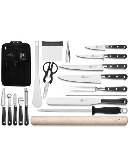 Bolsa de cocinero Sabatier Idéal Inox 4 cuchillos de cocina franceses + 14 utensilios - Exclusividad
