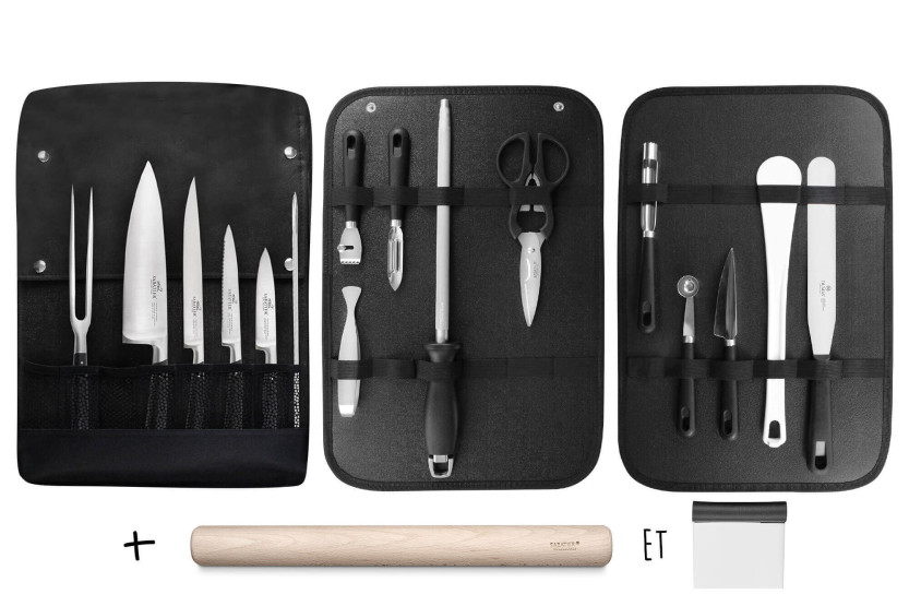 Spezialtasche Chef Sabatier Edonist 4 französische Küchenmesser + 14 Utensilien - Exklusivität