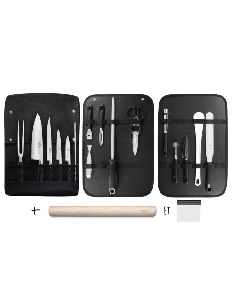 Valigetta portacoltelli speciale per chef Sabatier Edonist 4 coltelli da cucina francesi + 14 utensili - Esclusiva