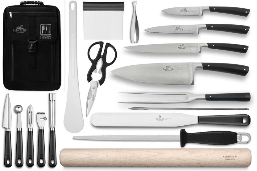 Valigetta portacoltelli speciale per chef Sabatier Edonist 4 coltelli da cucina francesi + 14 utensili - Esclusiva