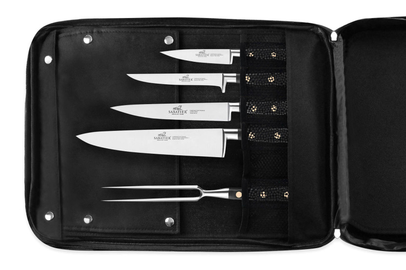 Sabatier Chef Spezialtasche 4 französische Küchenmesser + 1 Gabel - Exklusivität