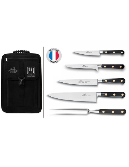 Chef's bag Sabatier Chef 4 French kitchen knives + 1 fork - Exclusive