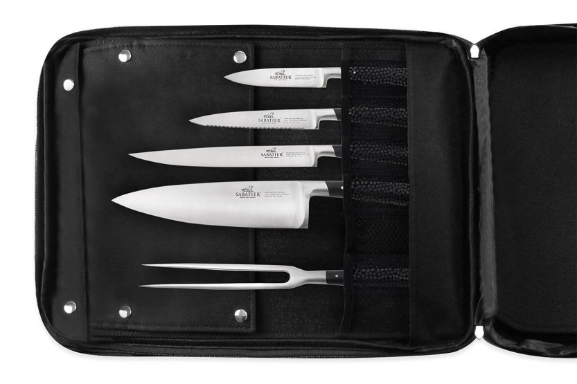 Sabatier Edonist Maletín para cuchillos 4 cuchillos de cocina franceses + 1 tenedor