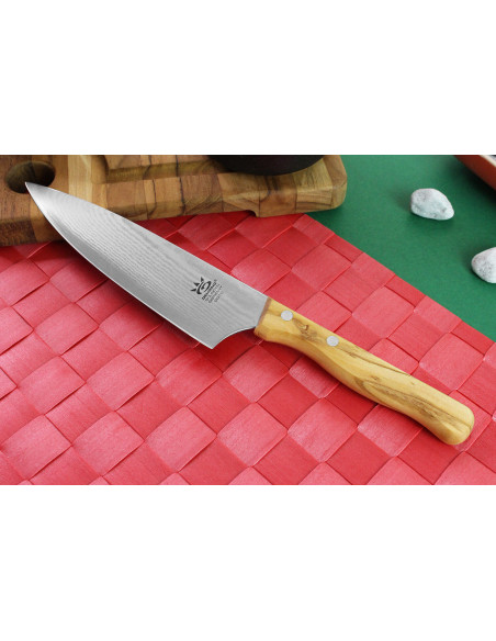 Coltello da cuoco Gehring Look lama 15 cm damasco 65 strati manico in legno d'oliva