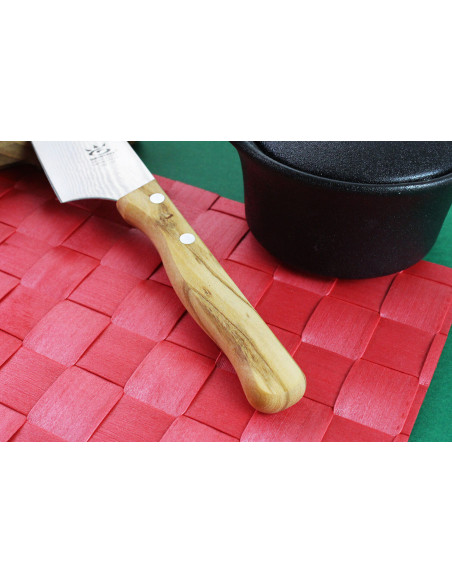 Gehring Look kokkekniv 15 cm blad damaskus 65 lag oliventræ håndtag
