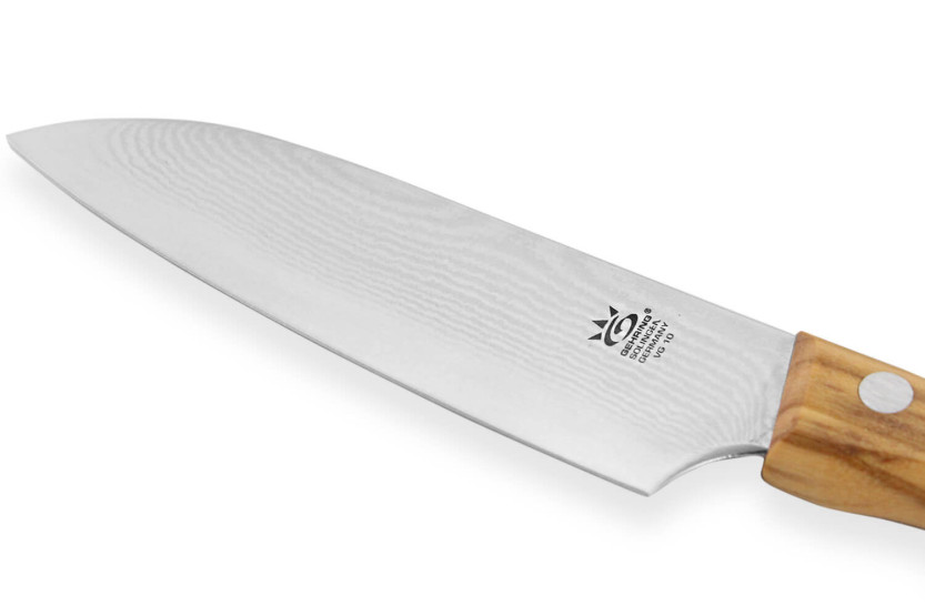 Gehring Look coltello santoku lama 11 cm damasco 65 strati manico in legno d'ulivo