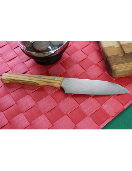 Gehring Look santoku veitsi 11cm terä damascus 65 kerrosta oliivipuu kahva