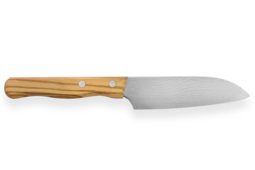 Gehring Look coltello santoku lama 11 cm damasco 65 strati manico in legno d'ulivo