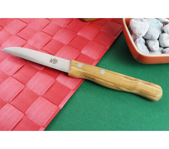 Cuchillo de pelar Gehring Look 8cm hoja damasco 65 capas mango de madera de olivo 2