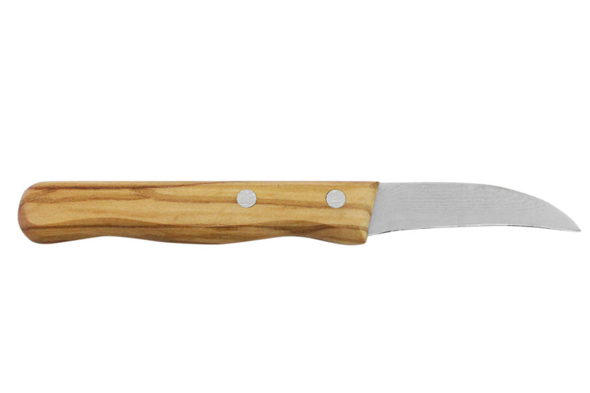 Gehring Look bird's beak knife 6cm blade damascus 65 layers olive wood handle