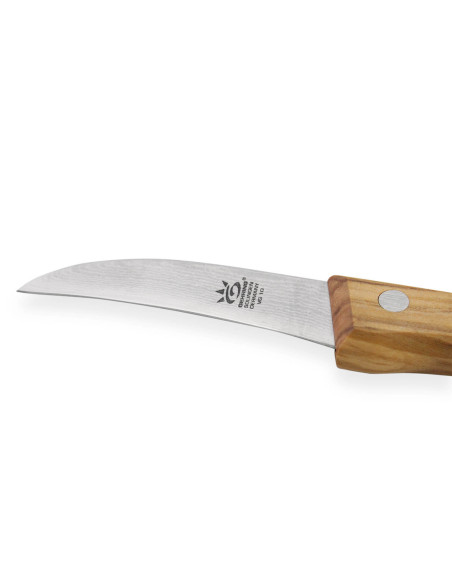Gehring Look Cuchillo de pico de pájaro 6cm hoja damasco 65 capas mango madera de olivo