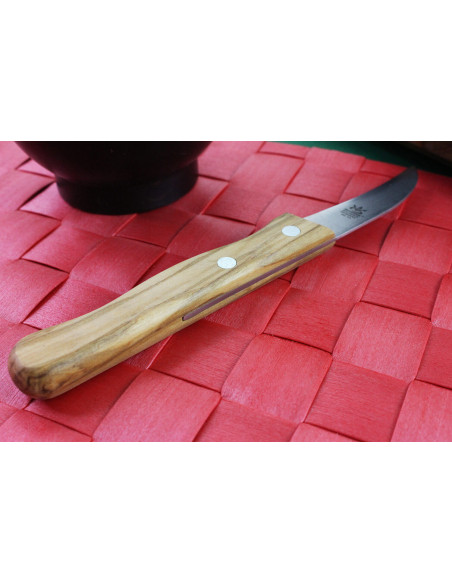 Gehring Look Cuchillo de pico de pájaro 6cm hoja damasco 65 capas mango madera de olivo