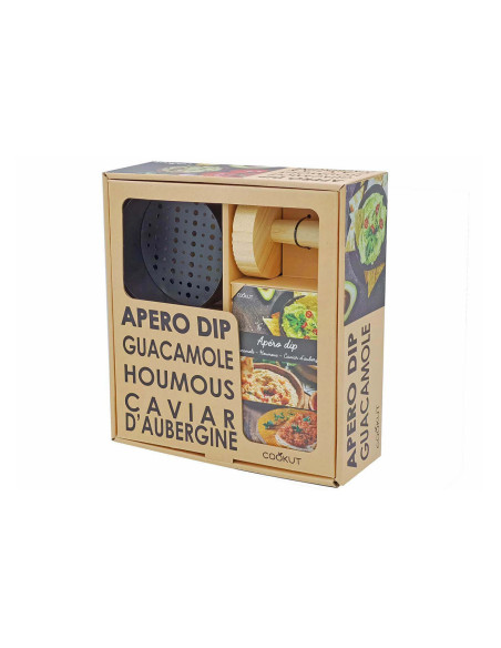 Kit apéro dip Cookut - 1 stamper + 1 metalen rooster + 1 keramische kom + 1 receptenboek