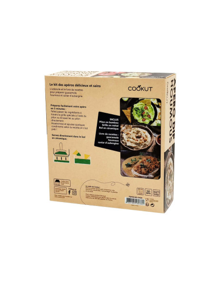 Kit apérodip Cookut - 1 støter + 1 metallrist + 1 keramisk bolle + 1 oppskriftsbok
