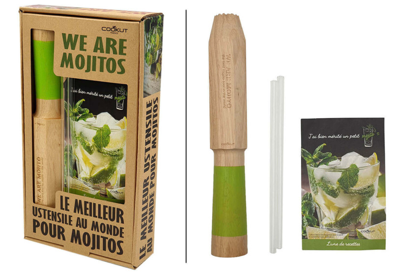 Cookut-Set Spezial Mojito 1 Stampfer + 2 Glasstrohhalme + 1 Rezeptbuch