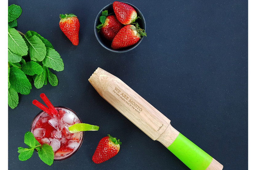 Conjunto Mojito Cookut 1 espremedor + 2 palhinhas de vidro + 1 folheto de receitas