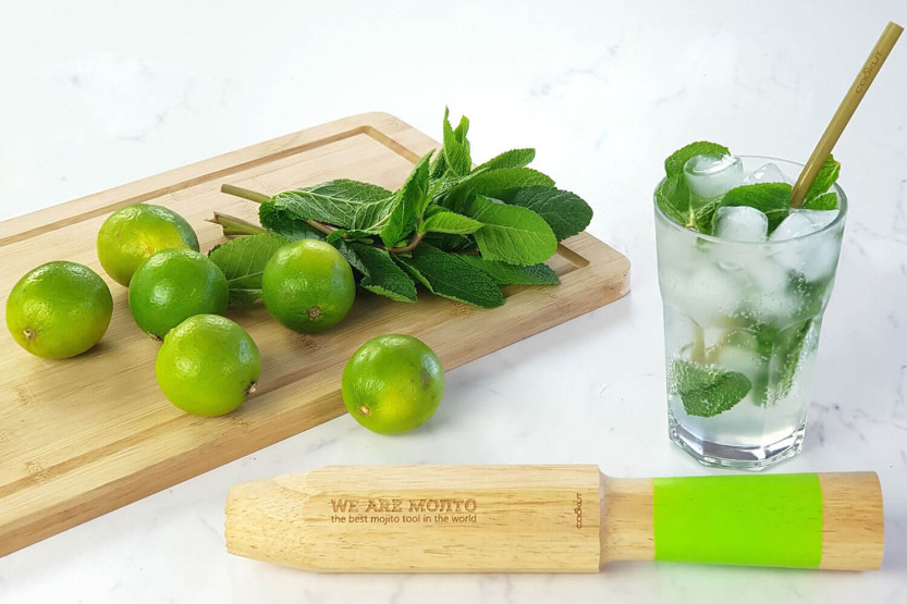 Conjunto Mojito Cookut 1 espremedor + 2 palhinhas de vidro + 1 folheto de receitas