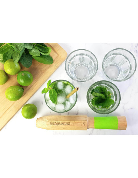 Conjunto Mojito Cookut 1 espremedor + 2 palhinhas de vidro + 1 folheto de receitas