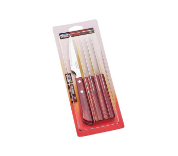 Set van 6 Tramontina steakmessen, 11 cm gekarteld lemmet, rood handvat 2