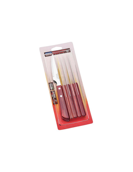 Set bestehend aus 6 Steakmessern mit Wellenschliff 11cm Tramontina roter Griff