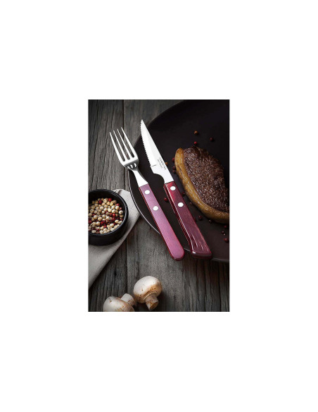 Set bestehend aus 6 Steakmessern mit Wellenschliff 11cm Tramontina roter Griff