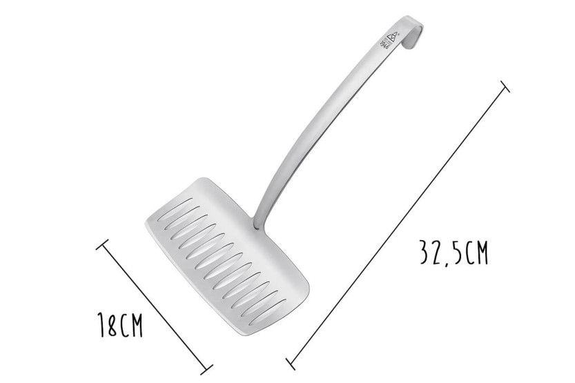 Espátula para peixe Triângulo série 1946 em aço inoxidável com 18 cm de largura