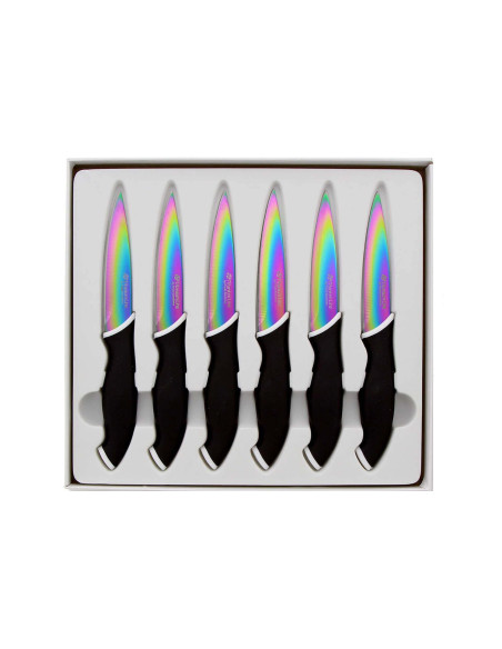 Set med 6 Pradel Excellence stekknivar 10 cm titanbelagt blad