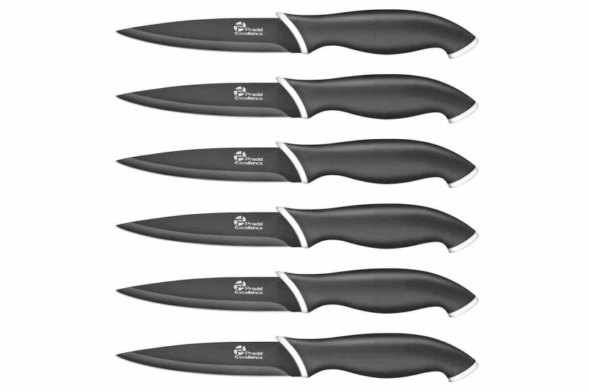 Estuche de 6 cuchillos Pradel Excellence 10cm hoja negra con recubrimiento antiadherente