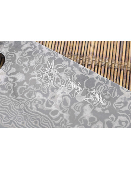 faca nakiri Japonês artesanal Yoshimi Kato 16,5cm VG10 Níquel Damasco cerisier