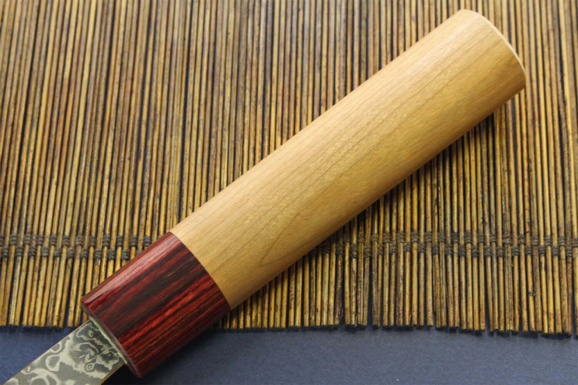 faca nakiri Japonês artesanal Yoshimi Kato 16,5cm VG10 Níquel Damasco cerisier