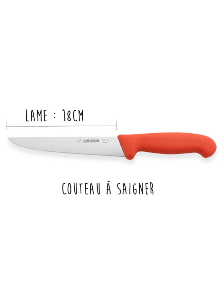 Set of 3 Giesser professional butcher knives, red handle