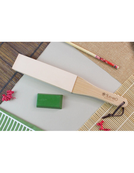 Conjunto de polimento de couro japonês Suehiro 31cm + pasta abrasiva