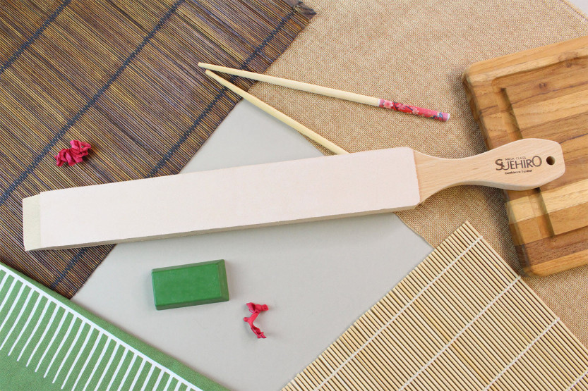 Suehiro japansk poleringslædersæt 48,5 cm + slibepasta
