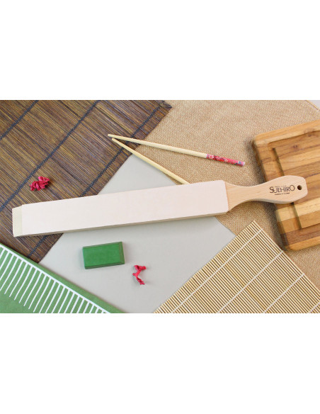 Suehiro japansk poleringslædersæt 48,5 cm + slibepasta