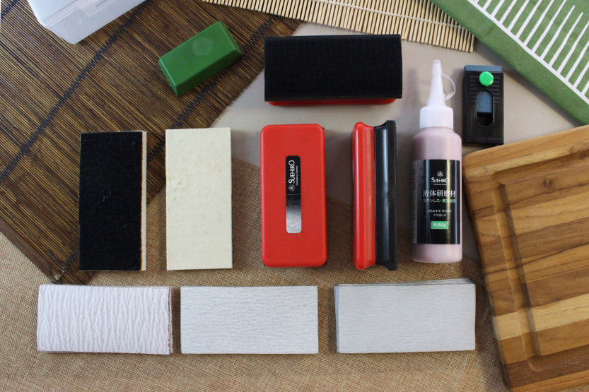 Kit completo Suehiro japonés para eliminar el óxido y pulir las cuchillas