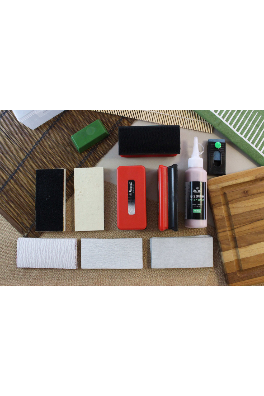 Complete Japanese Suehiro rust removal and blade polishing kit