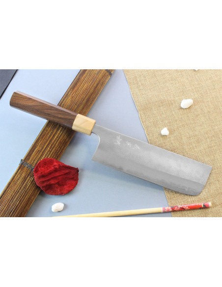 nakiri kniv japonais artisanal Yoshimi Kato AS Nashiji 16,5 cm