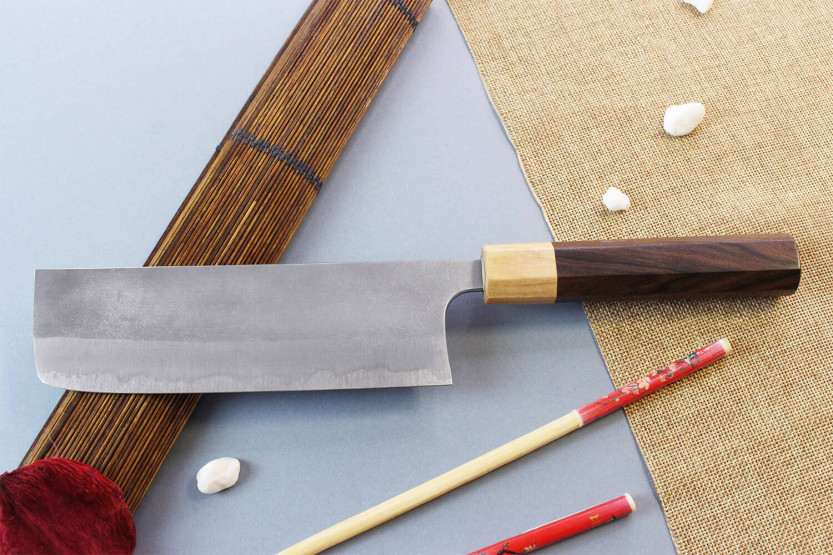 cuchillo nakiri japonais artisanal Yoshimi Kato AS Nashiji 16.5cm