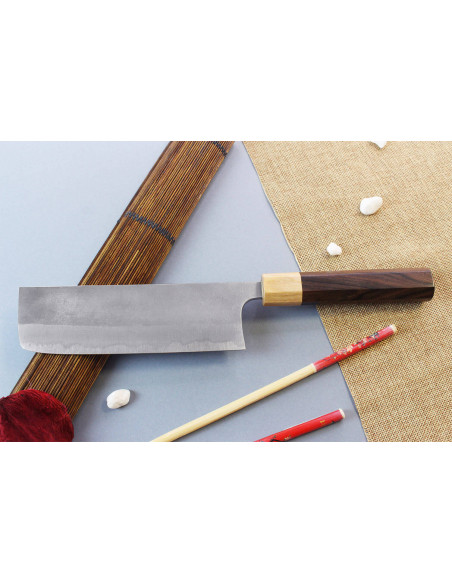 coltello nakiri japonais artisanal Yoshimi Kato AS Nashiji 16,5 cm