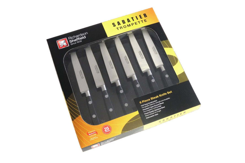 Caixa de 6 facas para bifes Sabatier Trompette com cabos de rebite