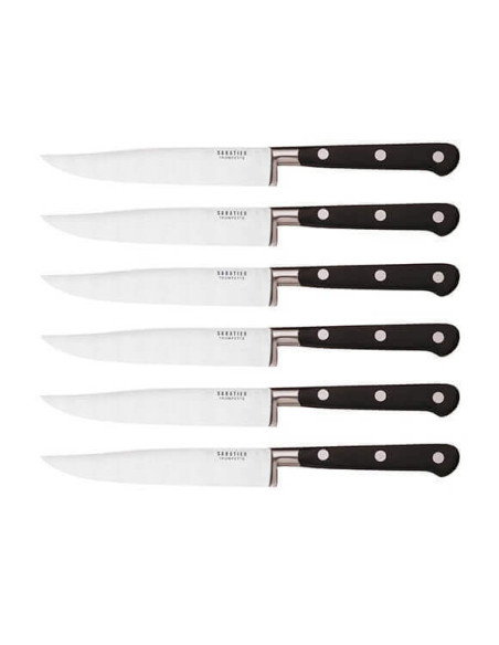 Scatola di 6 coltelli da bistecca Sabatier Trompette con manici rivettati