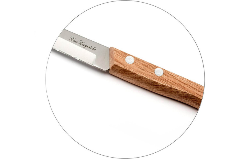 Sett med 4 Lou Laguiole Util FOREST-kniver i naturtre med tange