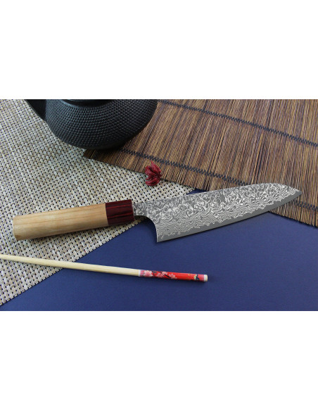 Yoshimi Kato 18cm VG10 Nickel Damascus kirsikkapuu käsintehty japanilainen kokkiveitsi ' s veitsi