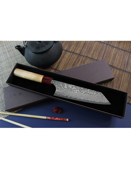 Yoshimi Kato 16,5 cm VG10  Damasco in legno di ciliegio coltello bunka giapponese fatto a mano