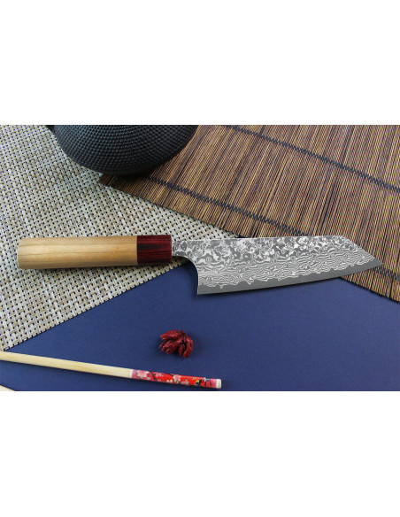 Yoshimi Kato 16,5cm VG10 Nikkeli Damascus kirsikkapuu japanilainen käsintehty bunka veitsi