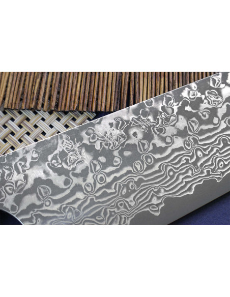 Yoshimi Kato 16,5cm VG10  Damasco madera de cerezo cuchillo japonés hecho a mano bunka